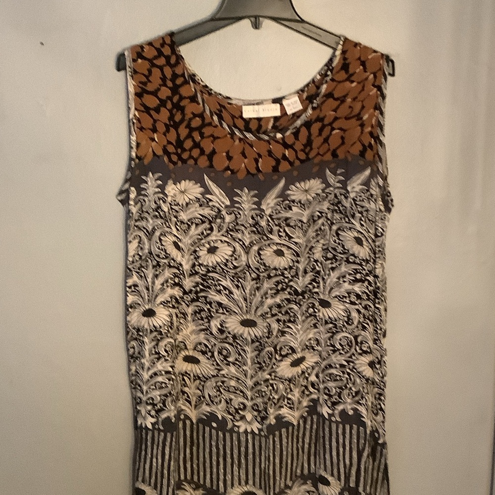 2 Piece Chic Brown and Black Patterned Maxi Dress